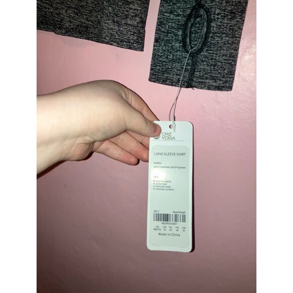 NWT Crazy yoga heather grey athletic long sleeve top size medium - Picture 2 of 5